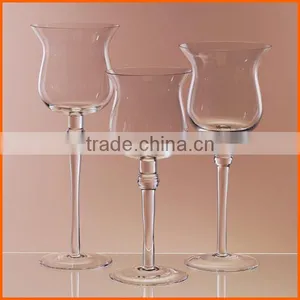 Wholesale Luxury Decorative Clear Glass Long Stem Candle Holder thumbnail-1