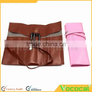 PU Leather Bandage Style Pen Bag Pencil Case Cosmetic Pouch Storage Bag Makeup Pouch With 3 Gel-ink Pens thumbnail-6