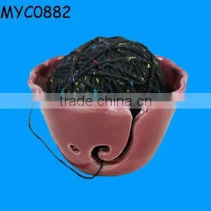 Ceramic Pink Bowl as Yarn Closet Organizer thumbnail-1