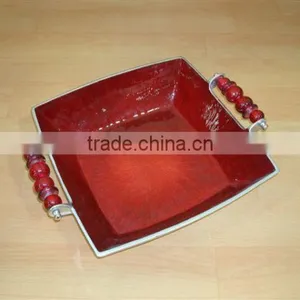 Serving Trays,Designer Metal Bowls With Handles,Fruit Bowls,Serving Bowls,Metal Bowls,Food Bowls,Table Decor thumbnail-1