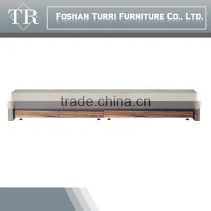 Modern High Gloss White TV Stand With Natural Marble Top thumbnail-5