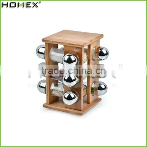 Hot Sale Best Quality Bamboo Wooden Spice Rack With Jar For Restaurant/Homex_Factory thumbnail-1