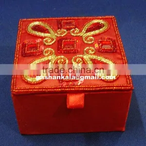 Exclusive Zari Handmade Embroidery Jewellery Boxes thumbnail-1