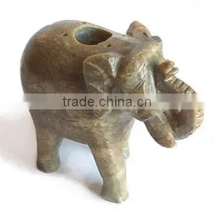 Elephant Shape Soapstone Candle Stand thumbnail-1