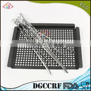 NBRSC 10PCS BBQ Barbecue Stainless Steel Grilling Kebab Lamb Flat Skewers Needle 33CM thumbnail-4