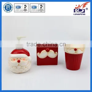 Ceramic Christmas Santa Claus Bathroom Accessory Set Toothbrush Holder Soap Dispenser Set thumbnail-1