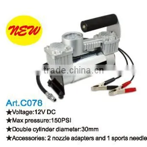 12V 150PSI Car Portable Air Compressor Tire Inflator With Light and Gauge thumbnail-1