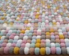 High Quality Nepal Handmade Light Golden Rectangular Felt Ball Carpets/Rugs thumbnail-1