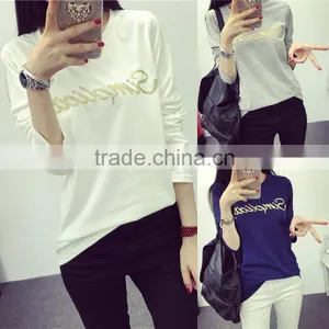 2015 New Wholesale Women Fashion T-shirt Design for Ladies thumbnail-1