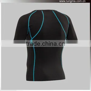 Dry Fit 3/4 Sleeve Lycra Elastic Spandex Rash Guard Polyester, 4 Needle 6 Thread Flatlock Compression Wear Short Sleeve Shirts thumbnail-1