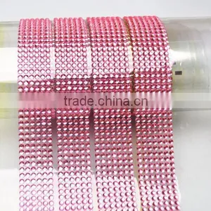 Hot Pink And Crystal Stone Wholesale Custom DIY Self Adhesive Back Glue Rhinestone Sticker Sheet thumbnail-3
