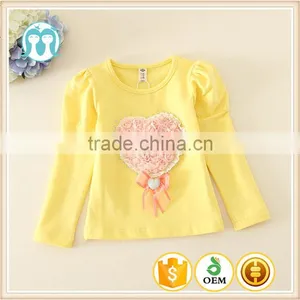 WHOLESALE GIRL'S UNDERSHIRT WITH Embroidered Heart, Kids Yellow Winter Undershirts for Wholesale Market thumbnail-1