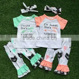Free Shipping for the Summer Darling Girl Clothes Tight Pants "my Lovely, She is Wild" Arrow Boutique Clothes Children Matching thumbnail-1