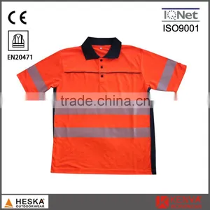 New Design High Visibility T-shirt Eyebird Knitted Men Polo Shirt With 3M Hivis Reflective Tape thumbnail-1