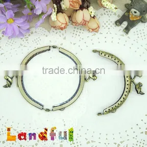 3.35 Inch Half Round Bronze Birds Sew in Handmade Metal Clutch Purse Frame thumbnail-5