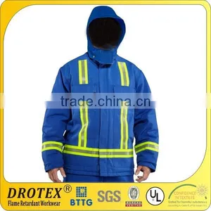Protective Coverall Flame Resistant Duck Coat With Reflective Stripe and Quilt-Lined thumbnail-1