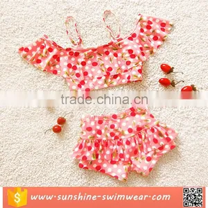 2017 Cute Cherry-print Two Pieces For Kids Girls Swimwear thumbnail-1