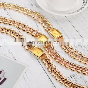 2017 New Arrival Fashion Gold 3 Rolls Chains Women Bracelet Watch Fancy Landies Watches thumbnail-4
