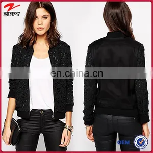 Bomber Black Lady Jacket in Lace thumbnail-1