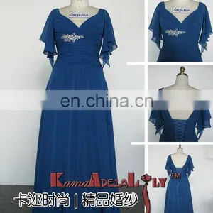 1209 Newest Blue V-line With Sleeve Fashionable Formal Dress thumbnail-1