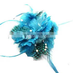 Fashion Feather Fabric Flower Brooch thumbnail-1