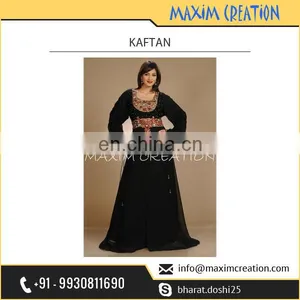 Alluring Black Coloured Kaftan Style Dress With Long Sleeves Available at Low Rate thumbnail-1