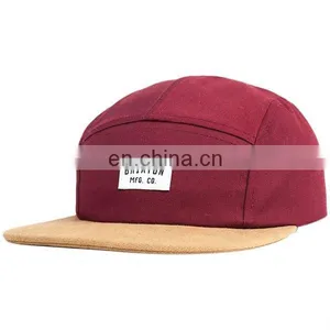 Fancy 5 Panels Custom Logo Snapback Cap and Hat With Leather Patch thumbnail-2