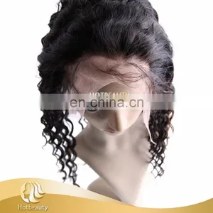 360 Frontal Lace Closure With Bundles Natural Remy Extensions Hair Deep Wave thumbnail-1