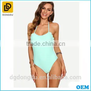 New Design 2016 Hot Women Sexy Mint Green Backless One-Piece Swimwear thumbnail-1