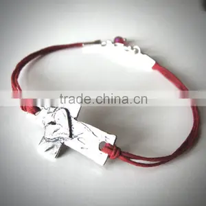 Handmade Wax Cord Woven Bracelet With Bow and Arrow Charm Bracelet thumbnail-4
