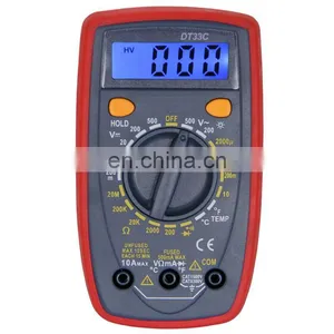 DT33C Backlight Digital LCD Multimeter AC/DC Diode Resistence Temperature thumbnail-1