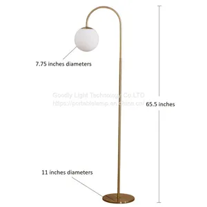 LED Light Metal Floor Lamp,Classic Design Frosted White Globe Glass Shade Standing Downlight Light thumbnail-1
