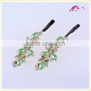 Multi Colors Elegant Charming Hair Grips Top Quality Metal Crystal Decoration Flower Ceramic Beads Hair Clips For Girls thumbnail-3