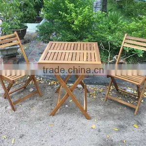 Best Selling Bistro Set - Grey Wash Acacia Balcony Chair and Table - Made in Vietnam Outdoor Furniture thumbnail-2