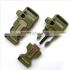 2016 Side Release Whistle Buckle w/ Flint Fire Starter&Striker For Paracord Bracelet thumbnail-2