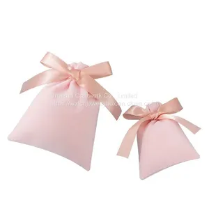 Wholesale Ribbon Bow Velvet Bag Pocket Can Custom Logo Jewelry Gift Packaging Bag thumbnail-3