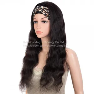 Natrual Color Long Loose Wave Headband Human Hair Wig thumbnail-2