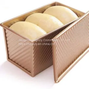 Carbon Steel Wholesale Custom Cuboid Rose Gold Non Stick Toast Box Loaf Baking Pan Toast Bread Mold With Lid thumbnail-1