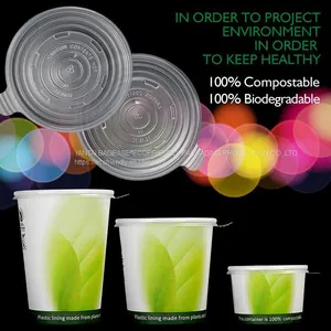 PLA CUP, Pulp Cup, Disc Pulp Bowl Straw Pulp Lunch Box Pulp Cup Pulp Tray Pulp Container Dinner Plate Biological Degradation Disposabl thumbnail-2