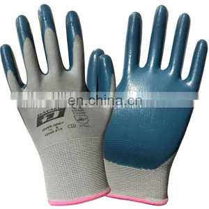 13 Gauge Gray Nylon Polyester Lining Smooth Nitrile Work Gloves thumbnail-2