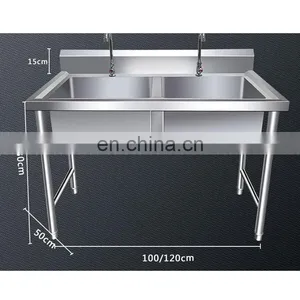 Hot Sales Custom Design Restaurant Kitchen Sink Double Bowl Commercial Stainless Steel Kitchen Sink thumbnail-2