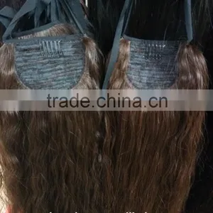 Brazilian Hair 100% Human Hair,pony Tail Wig 20inch 90gram Natural Color 2# ,natural Wave thumbnail-3
