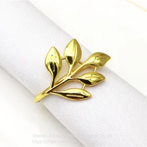 Decorative Leaf Design Shiny Polished Wedding Tabletop Metal Napkin Ring thumbnail-2