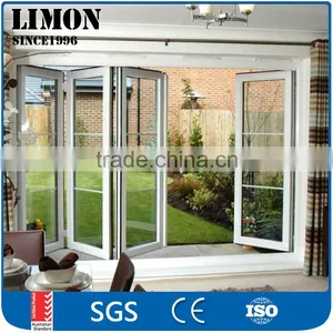 Aluminum bi Folding Glass Doors for Balcony With Beautiful Grill Design thumbnail-1