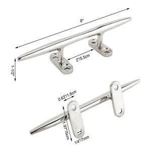 Marine Grade Mirror Polish Boat Stainless Steel Cleat Yacht Cleat Hollow Base Cleat thumbnail-2