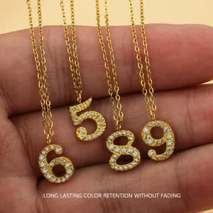 Digital Pendant Necklace Accessory, Non Fading Light Luxury High-end Feeling, Diamond Studded Chest Chain thumbnail-4