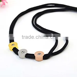 Stainless Steel Jewelry Set Black Nylon Rhinestone Latest Design Beads Necklace thumbnail-3