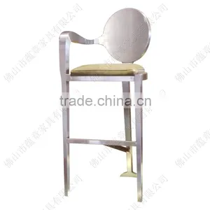 Leisure Comfortable High Stainless Steel Leather Bar Chair thumbnail-1