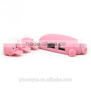 Latest Design Usb 2.0 Cut Cartoon Pig 3 Port Usb Hub With Card Reader thumbnail-3