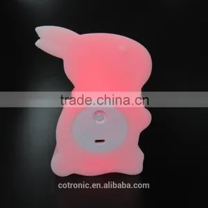 Rabbit Shape Room Thermometer Temperature Displayer LED Color Changing Night Light Lamp for Babies Kids Children thumbnail-2